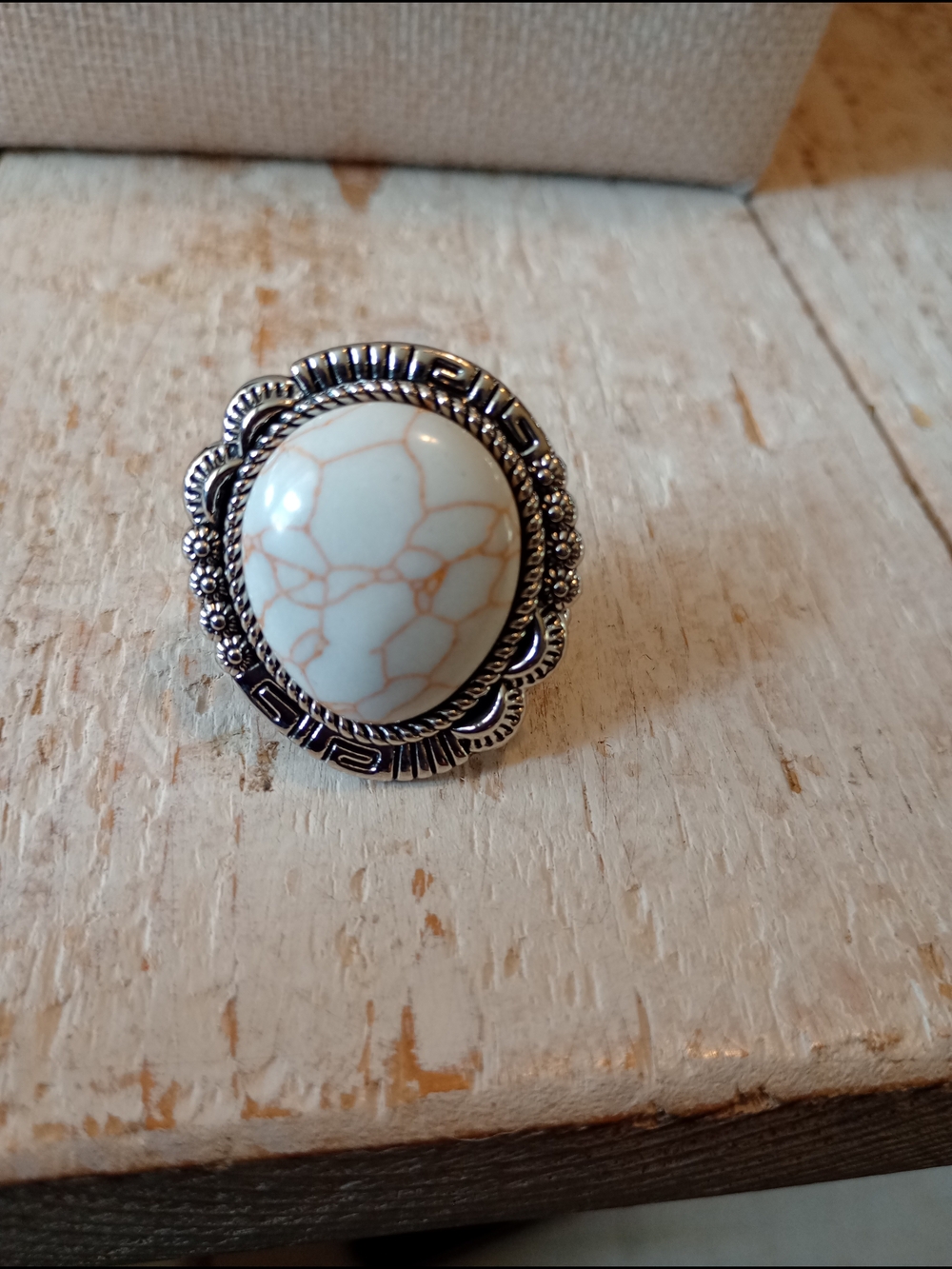 paparazzi Cream Howlite Teardrop Statement Ring